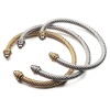 Picture of 316 Stainless Steel Open Cuff Bangles Bracelets Multicolor C Shape Imitation Agate 18.5cm(7 2/8") long