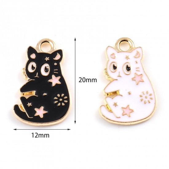 Picture of Zinc Based Alloy Charms Cat Animal Gold Plated Enamel