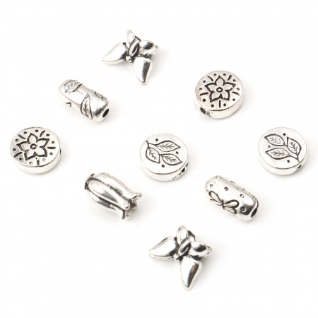 Zinc Based Alloy Spacer Beads Butterfly Animal Antique Silver Color Flower