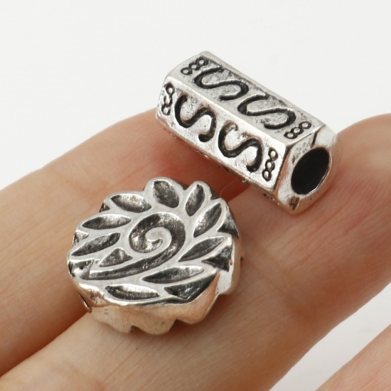 Picture of Zinc Based Alloy Spacer Beads Antique Silver Color Carved Pattern