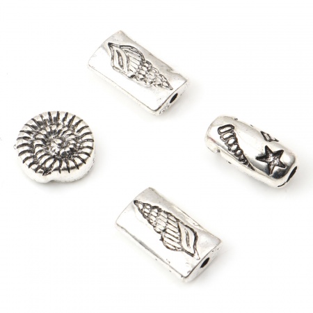 Zinc Based Alloy Spacer Beads Conch/ Sea Snail Antique Silver Color