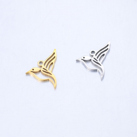 304 Stainless Steel Charms Multicolor Hummingbird