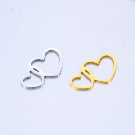 Breloques en 304 Acier Inoxydable La Saint Valentin Cœur Multicolore 2 Pcs