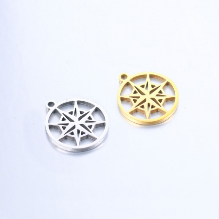 Immagine di 304 Acciaio Inossidabile Viaggio Charms Tondo Multicolore Bussola 1 Pz