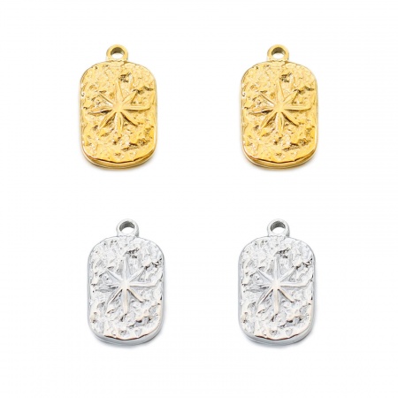 304 Stainless Steel Galaxy Charms Gold Plated Rectangle Star
