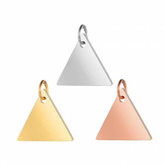 Bild von 304 Edelstahl Geometrie Serie Charms Dreieck Bunt Blank Schild zu Gravieren 1 Stück