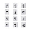 Picture of 304 Stainless Steel Birth Month Flower Charms Silver Tone Black Rectangle Flower