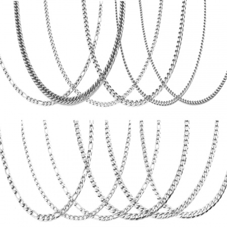 Acciaio Inossidabile Catena di licopodio Collana Tono Argento 50.5cm Lunghezza, 1 Pz