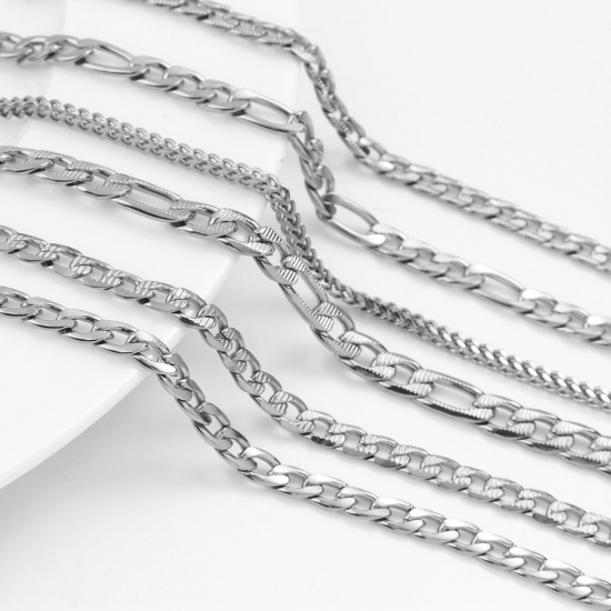 Picture of Stainless Steel Foxtail Chain Necklace Silver Tone
