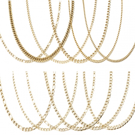 Edelstahl Fuchsschwanzkette Kette Halskette Vergoldet 50.5cm lang, 1 Strang