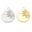 Immagine di Ottone Charms Tondo Vero Oro Placcato Girasole Trasparente Cubic Zirconiae 18mm x 16mm, 2 Pz