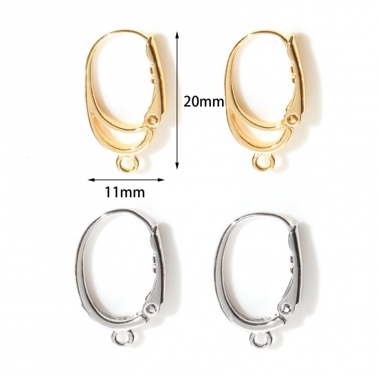 Picture of Brass Lever Back Clips Earrings Real Gold Plated W/ Loop 20mm x 11mm, Post/ Wire Size: (18 gauge), 2 PCs