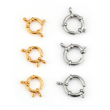 304 Acero Inoxidable Broche Primavera Ronda Oro Plateado & Tono Plata 10 Unidades