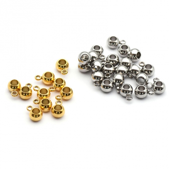 Picture of 202 Stainless Steel Bail Beads Round Gold Plated & Silver Tone