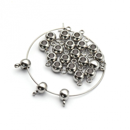 Picture of 202 Stainless Steel Bail Beads Round Gold Plated & Silver Tone
