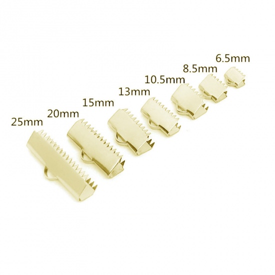 Picture of 304 Stainless Steel Ribbon Crimp End Gold Plated