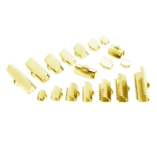 Picture of 304 Stainless Steel Ribbon Crimp End Gold Plated