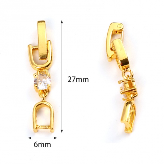 Picture of Brass Fold Over Extender Clasps For DIY Bracelet Necklace Jewelry Making Multicolor Clear Rhinestone