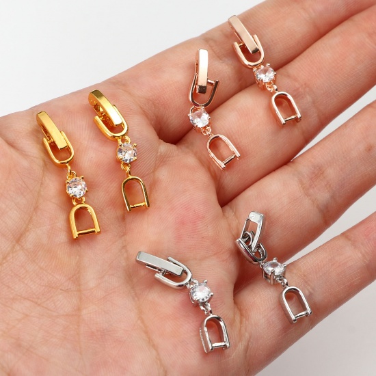 Picture of Brass Fold Over Extender Clasps For DIY Bracelet Necklace Jewelry Making Multicolor Clear Rhinestone