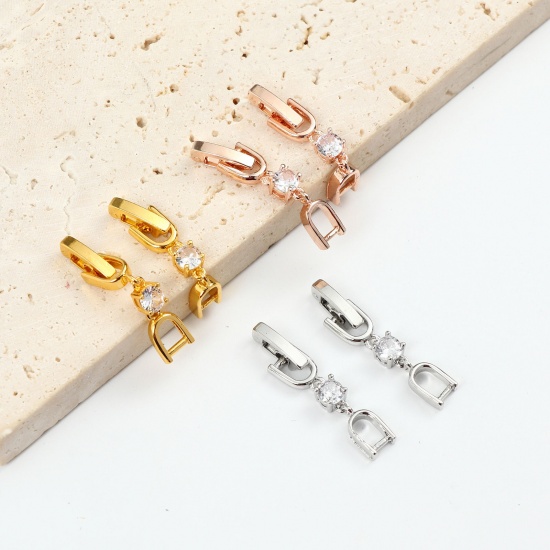 Picture of Brass Fold Over Extender Clasps For DIY Bracelet Necklace Jewelry Making Multicolor Clear Rhinestone