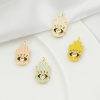 Immagine di Ottone Religione Charms Palmo Vero Oro Placcato Multicolore Smalto Trasparente Cubic Zirconiae 24mm x 13mm, 1 Pz