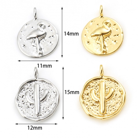 Picture of Brass Charms Round Multicolor 2 PCs                                                                                                                                                                                                                           