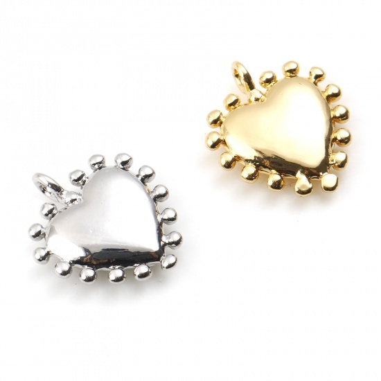 Imagen de Latón día de San Valentín Colgantes Charms Corazón Multicolor 14mm x 12mm, 2 Unidades