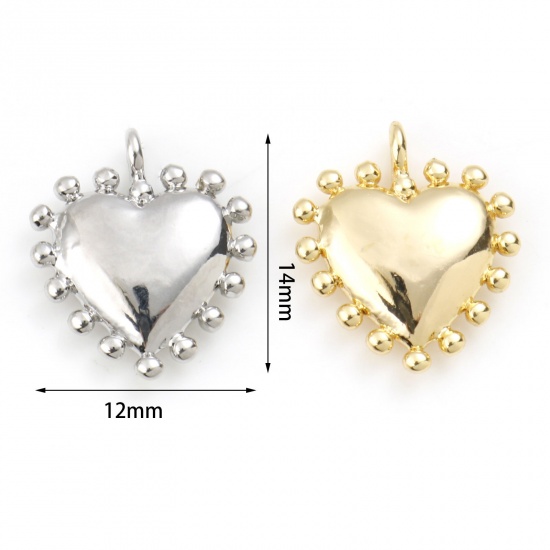 Imagen de Latón día de San Valentín Colgantes Charms Corazón Multicolor 14mm x 12mm, 2 Unidades