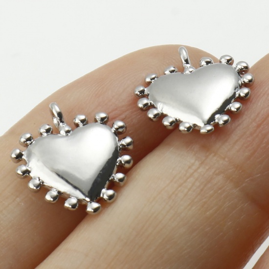 Imagen de Latón día de San Valentín Colgantes Charms Corazón Multicolor 14mm x 12mm, 2 Unidades