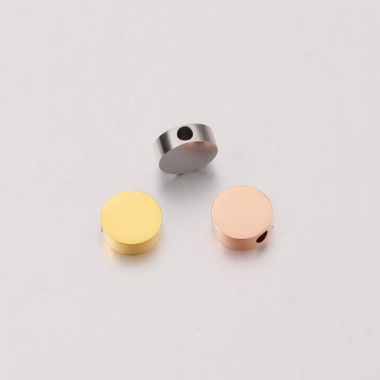 Immagine di 304 Acciaio Inossidabile Serie Geometry Perline Tondo Piatto Multicolore Lucidato 8mm Dia., Buco: Circa 1.6mm, 5 Pz