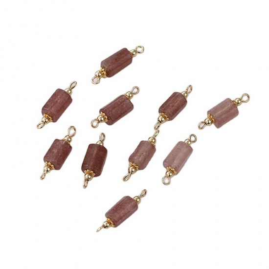 Picture of Gemstone ( Natural ) Connectors Cylinder 14K Gold Plated Multicolor 23x7mm - 20x5mm