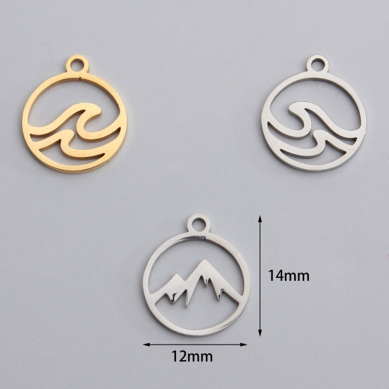 Picture of Stainless Steel Charms Multicolor Round Hollow