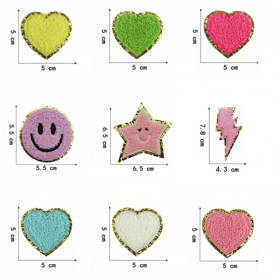 Picture of Fabric Weather Collection Appliques Patches DIY Scrapbooking Craft Multicolor Star Self Adhesive
