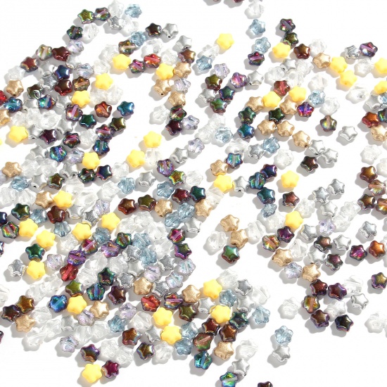 Picture of Glass (Czech Import) Beads Multicolor Pentagram Star 6mm x 6mm, 20 PCs