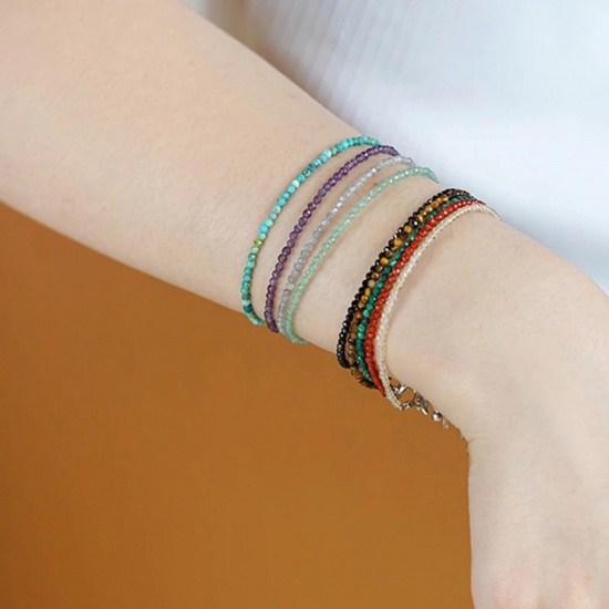 Image de Bracelets Raffinés Bracelets Délicats Bracelet de Perles Style Bohème en Verre Multicolore Rond A Facettes 1 Pièce