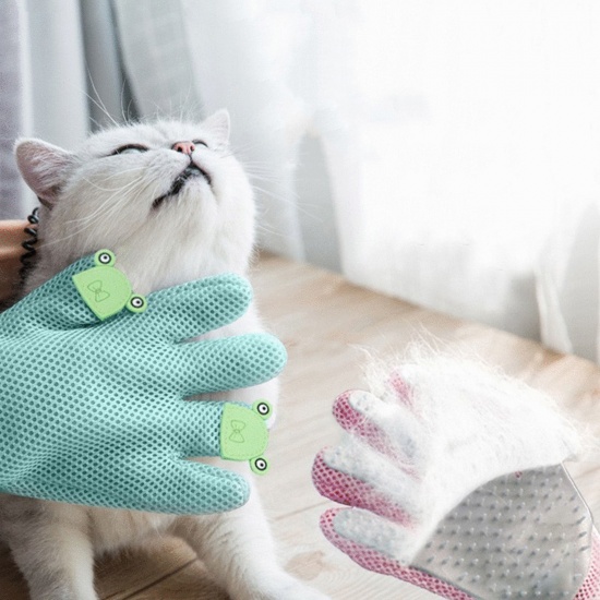 Picture of Mesh Fabric Pet Cleaning Brush To Remove Hair Pet Grooming Massage Gloves