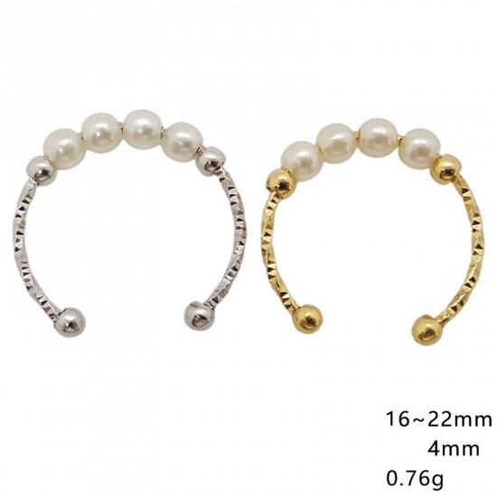 Picture of Copper Stress Relieving Anxiety Fidget Spinner Open Adjustable Rings Multicolor White Beaded Imitation Pearl