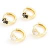Picture of Brass Pet Memorial Hoop Earrings Real Gold Plated Dog Paw Claw Enamel 12mm x 11.6mm, Post/ Wire Size: (18 gauge)