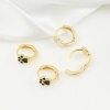 Picture of Brass Pet Memorial Hoop Earrings Real Gold Plated Dog Paw Claw Enamel 12mm x 11.6mm, Post/ Wire Size: (18 gauge)