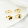 Picture of Brass Pet Memorial Hoop Earrings Real Gold Plated Dog Paw Claw Enamel 12mm x 11.6mm, Post/ Wire Size: (18 gauge)