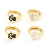 Picture of Brass Pet Memorial Hoop Earrings Real Gold Plated Dog Paw Claw Enamel 12mm x 11.6mm, Post/ Wire Size: (18 gauge)