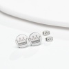Picture of 304 Stainless Steel Birth Month Flower Ear Post Stud Earrings Silver Tone Round Flower 11mm Dia.