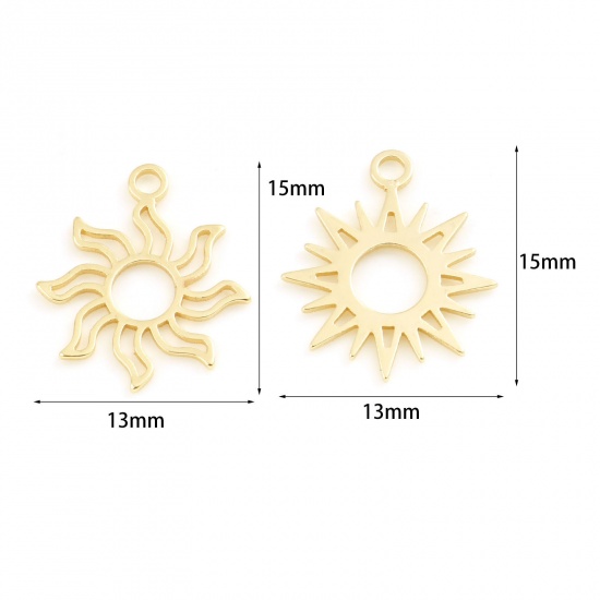 Picture of Brass Galaxy Charms Sun Real Gold Plated 15mm x 13mm                                                                                                                                                                                                          