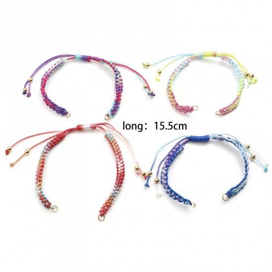 Изображение Плетеные браслеты из Шнурков, Разноцветный Регулируемый 15.5см длина, 1 ШТ