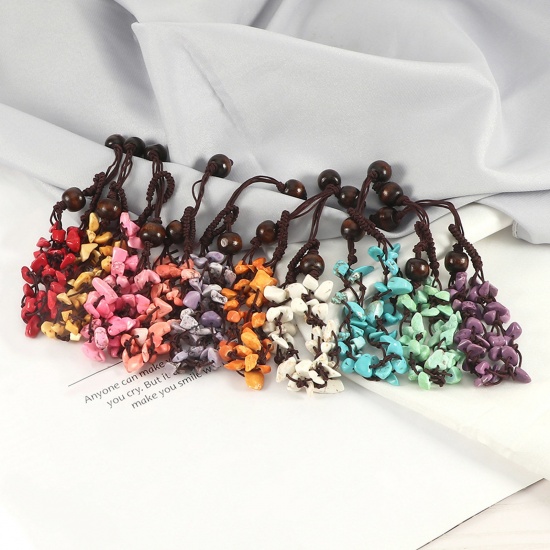 Immagine di Simulazione di turchese Stile Bohemien Cavigliera Intrecciata Multicolore Scheggia di Perle Regolabile 1 Pz