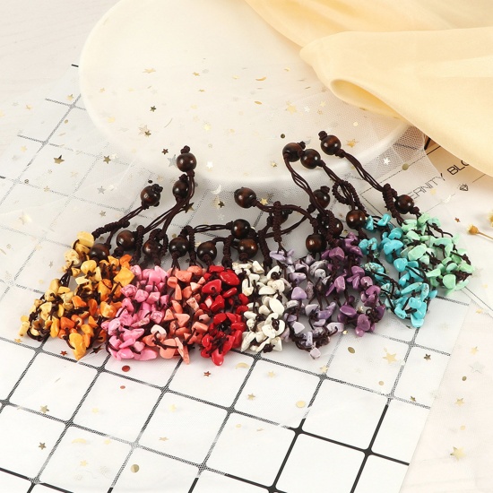 Immagine di Simulazione di turchese Stile Bohemien Cavigliera Intrecciata Multicolore Scheggia di Perle Regolabile 1 Pz