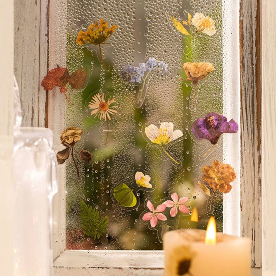 Picture of Paper DIY Scrapbook Deco Stickers Mini Flowers Multicolor Herbs 10.3cm x 6.5cm