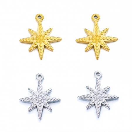 304 Edelstahl Religiöse Schmuck Hexagramm Davidstern Charms Hexagramm Davidstern Bunt 18mm x 15mm, 1 Stück