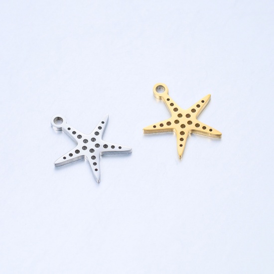 Immagine di 304 Acciaio Inossidabile Gioielli Oceanici Charms Stella di Mare Multicolore Filigrana 14mm x 13mm, 5 Pz