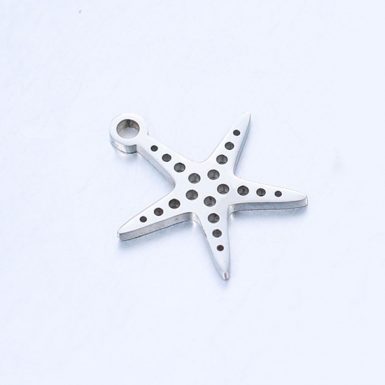 Immagine di 304 Acciaio Inossidabile Gioielli Oceanici Charms Stella di Mare Multicolore Filigrana 14mm x 13mm, 5 Pz